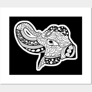 Elegant mandala elephant in black and wihte Posters and Art